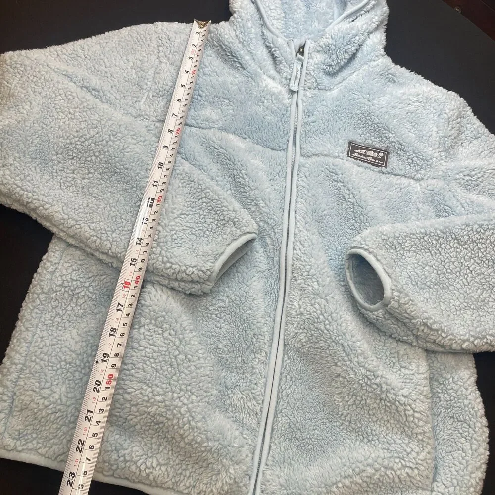 ~ Eddie Bauer KIDS Lg 14 Jacket Teddy Fleece* Blue Powder Light Plush Warm Zip